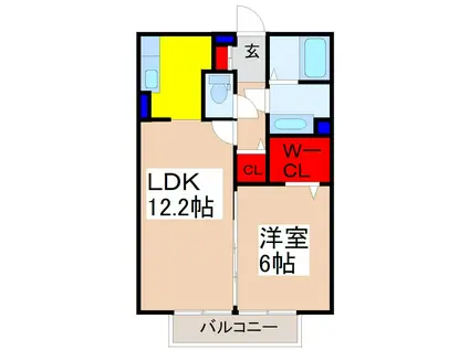プランドール清水(1LDK/1階)の間取り写真