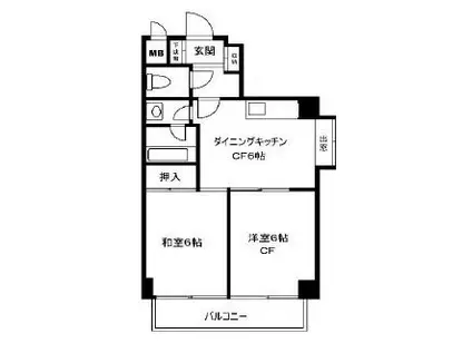 日立高円寺ビル(2DK/2階)の間取り写真