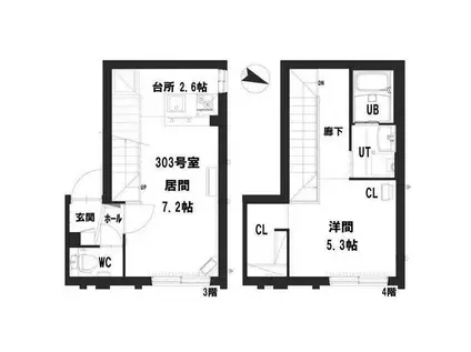 グランメール RA・N23(1LDK/3階)の間取り写真