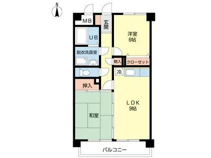 アーバンリブII(2LDK/2階)の間取り写真