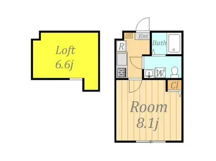 ルナパーク(1K/1階)の間取り写真