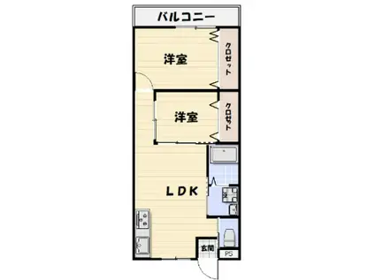 LIKE三里塚(2LDK/2階)の間取り写真