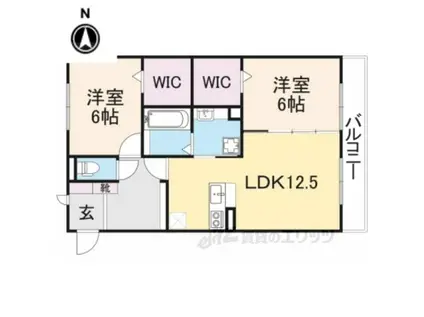 フローラル メゾン(2LDK/3階)の間取り写真