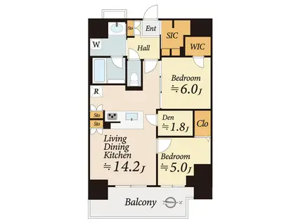 ラグゼナ八王子寺町(2LDK/15階)の間取り写真