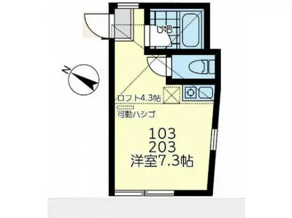 ユナイト三春ジョーウェスティン(ワンルーム/1階)の間取り写真