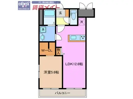 RENACE LEKAME(1LDK/4階)の間取り写真