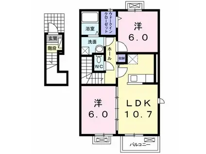 LAMERE真伝(2LDK/2階)の間取り写真