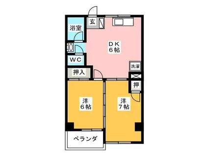 ヴィラナリー瑞穂(2DK/2階)の間取り写真
