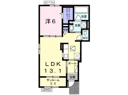 エソール豊田(1LDK/1階)の間取り写真