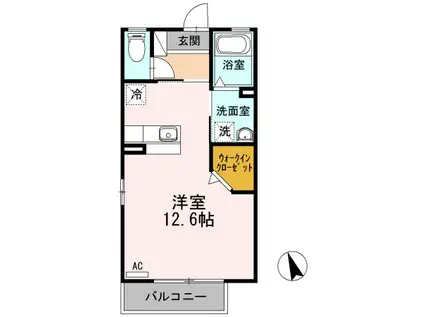 ラフィネ・フーカ(ワンルーム/1階)の間取り写真