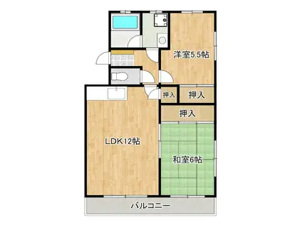 プレザントハウス(2LDK/3階)の間取り写真