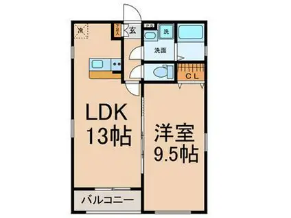 レーヴ大曽根II(1LDK/2階)の間取り写真