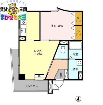 クレールF・K(1LDK/2階)の間取り写真
