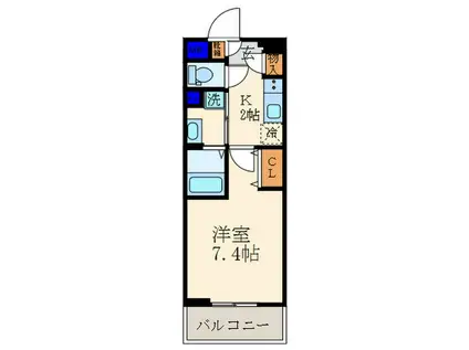 ベラジオ京都西陣(1K/6階)の間取り写真