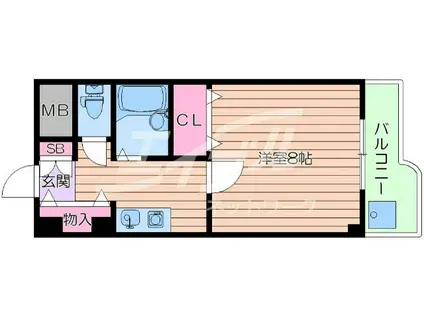 第2メゾンドオクノ(1K/4階)の間取り写真