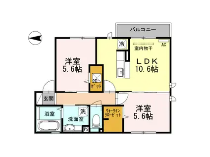 CRESTSOCIAII(2LDK/1階)の間取り写真