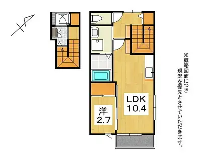 トホム緑町(1LDK/2階)の間取り写真