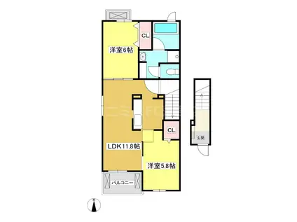 アン・シャトーB(2LDK/2階)の間取り写真