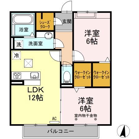 クレシア彩乃(2LDK/3階)の間取り写真