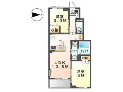 サクラーレ長坂(2LDK/1階)の間取り写真