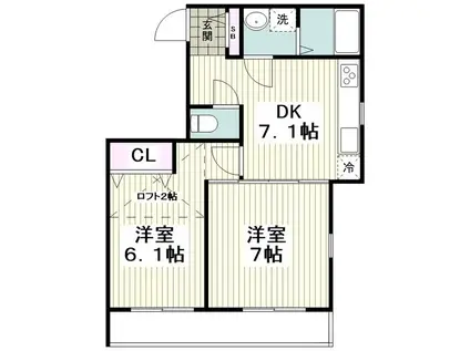 ジョージアン(2DK/2階)の間取り写真