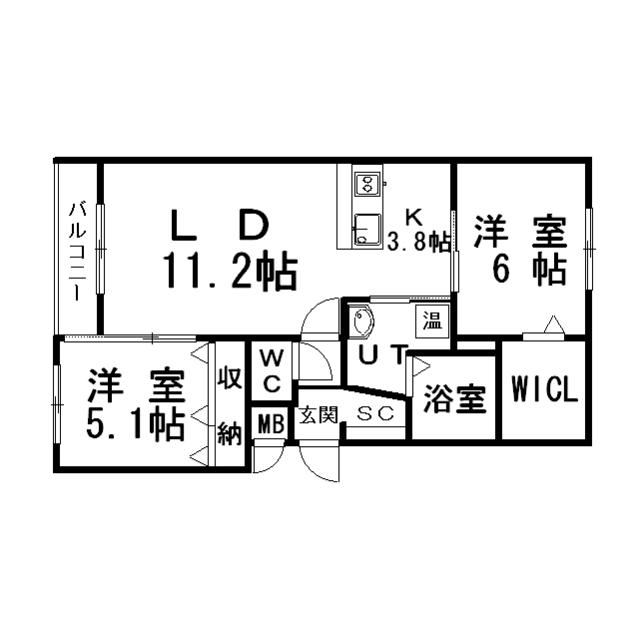 ヴェンツェル(2LDK/2階)の間取り写真