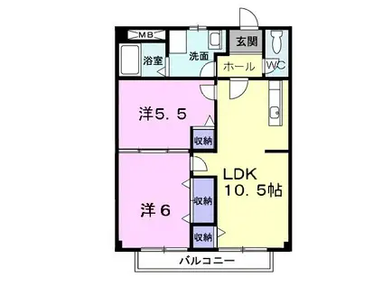 パルネット結城(2LDK/2階)の間取り写真