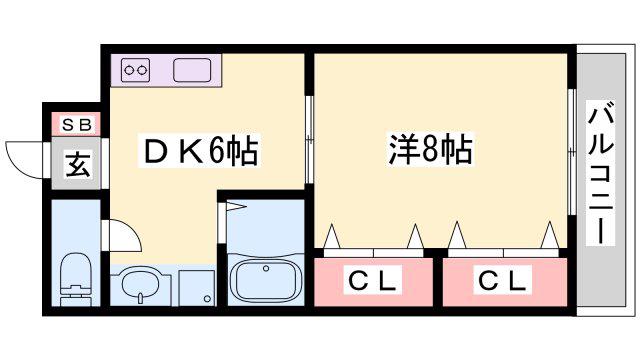 マンションパピルス(1DK/2階)の間取り写真