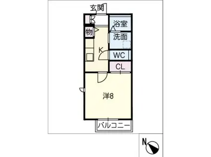 カーサ ホンダ(1K/1階)の間取り写真