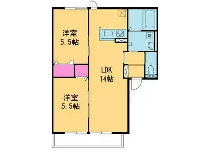 ハイムオランジュ(2LDK/2階)の間取り写真