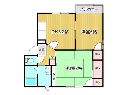 メゾン・ファミール(2DK/2階)の間取り写真