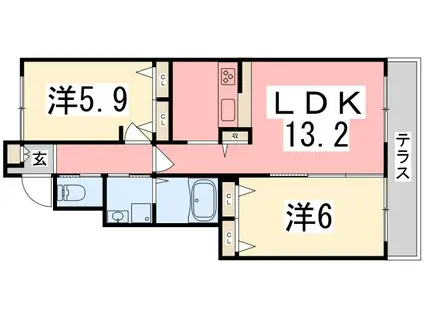 シャーメゾン六百目(2LDK/1階)の間取り写真