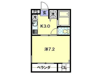 FLOWER HILLS(1K/2階)の間取り写真