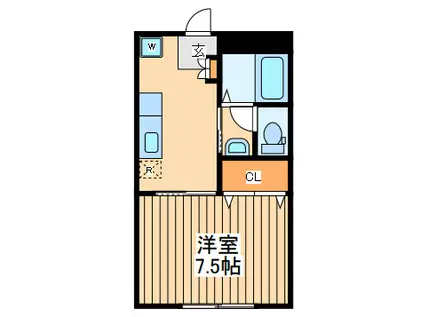ウイングイースト(1K/1階)の間取り写真
