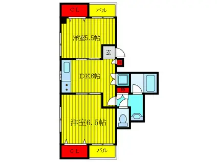 H&Kハイツ(2DK/2階)の間取り写真
