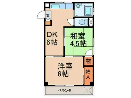 清和サニーハイツ(2DK/2階)の間取り写真