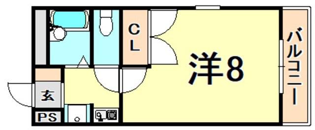サンハイツ甲陽園(1K/3階)の間取り写真