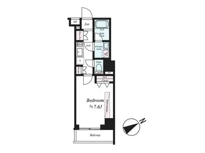 フュージョナル浅草ドゥエ(1K/4階)の間取り写真