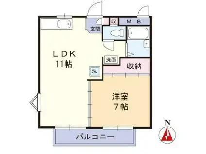 サンコーポ小町通 B棟(1LDK/3階)の間取り写真