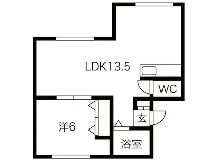 サンワイドハイツA棟(1LDK/2階)の間取り写真