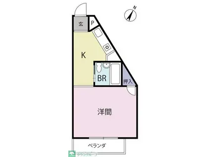 ラフォルテ生田(1K/2階)の間取り写真