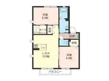 ヴェルカーサ弐ノ館(2LDK/2階)の間取り写真