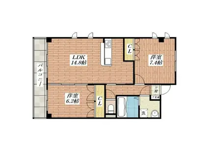 ブラヴール(2LDK/1階)の間取り写真