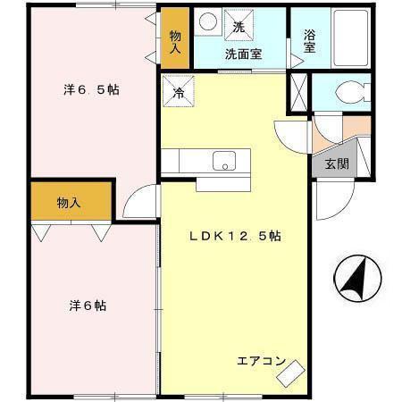 ウィルモアレラ(2LDK/2階)の間取り写真