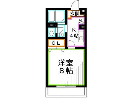 ハーフムーン(1K/2階)の間取り写真