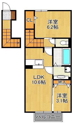 D-ROOM横沼(2LDK/2階)の間取り写真