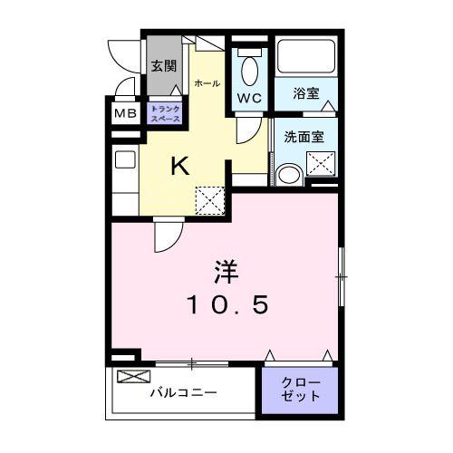 カルム 新久(1K/2階)の間取り写真
