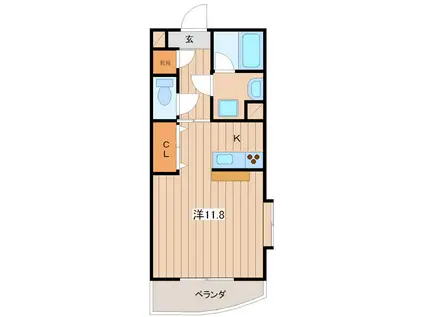 クレイン(ワンルーム/2階)の間取り写真