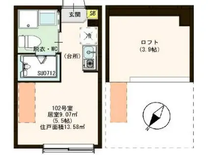 エパルレジデンス(ワンルーム/1階)の間取り写真