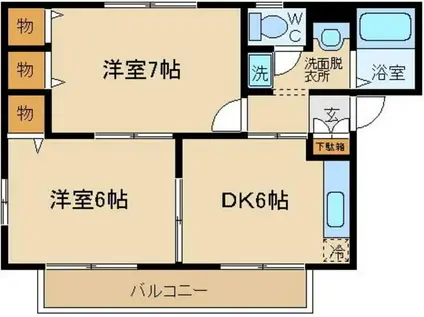 レグランナカノ伍番館(2DK/1階)の間取り写真